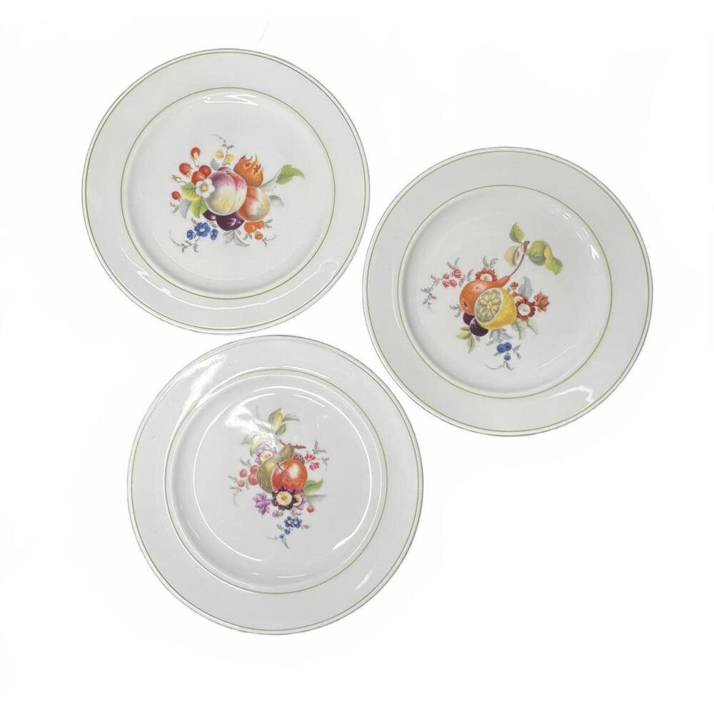 JKW‎ Bavaria Set of 3 Vintage Floral Fruit Pattern 8" Salad Plates